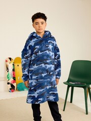 Navy Blue Camouflage Hooded Blanket (3-16yrs) - Image 1 of 7