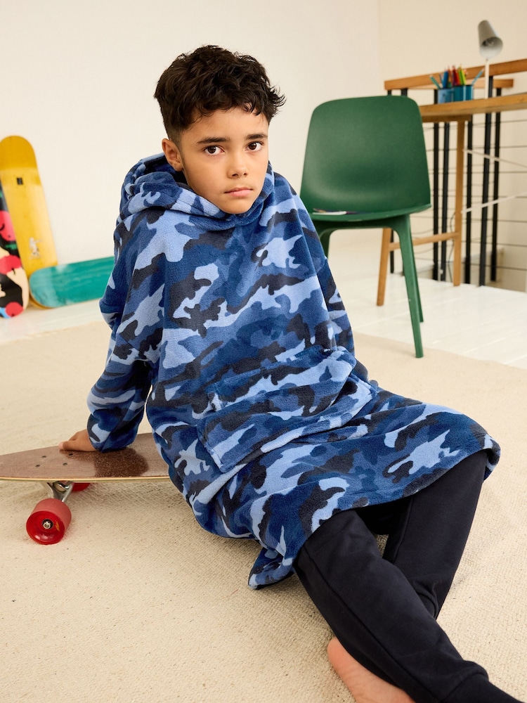 Navy Blue Camouflage Hooded Blanket (3-16yrs) - Image 2 of 7