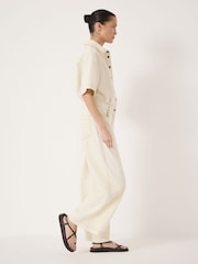 Hush Cream Evelyn Short Sleeve Denim Jumpsuit - Image 2 of 5