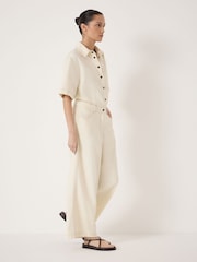 Hush Cream Evelyn Short Sleeve Denim Jumpsuit - Image 3 of 5