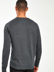 Tommy Hilfiger Grey Core Cotton Silk V-Neck Sweater - Image 2 of 5