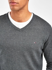 Tommy Hilfiger Grey Core Cotton Silk V-Neck Sweater - Image 3 of 5