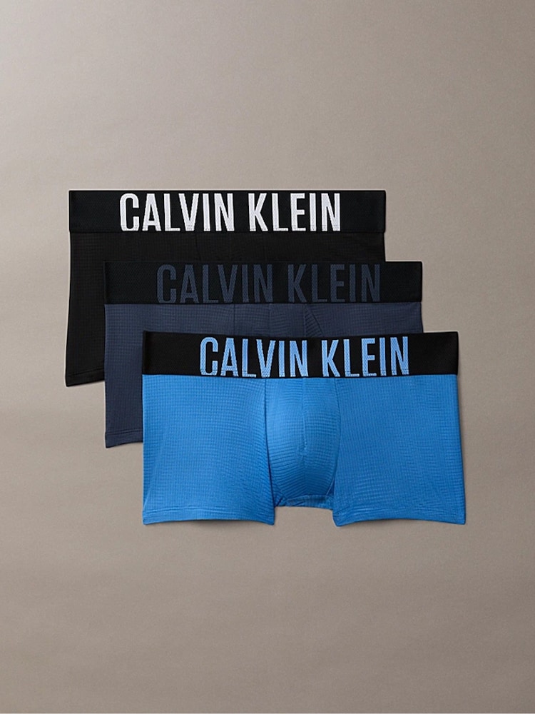 Calvin Klein Blue Low Rise Trunks 3 Pack - Intense Power Air - Image 1 of 6 Calvin Klein Blue Low Rise Trunks 3 Pack - Intense Power Air - Image 1 of 6