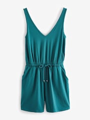Teal Blue Jersey V-Neck Playsuit - Image 6 of 7
