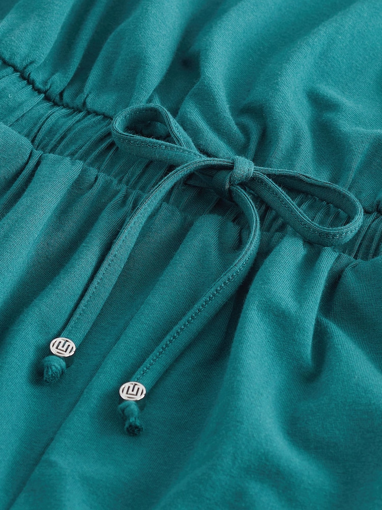 Teal Blue Jersey V-Neck Playsuit - Image 7 of 7