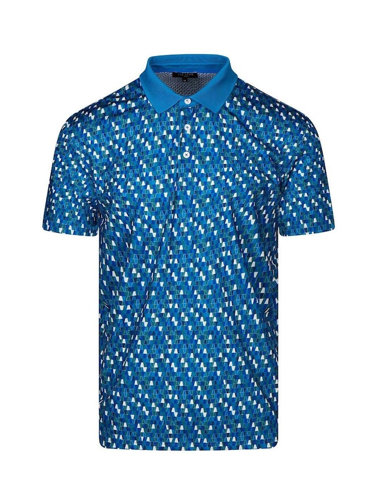 Ted Baker Sport Blue Allcot GEO Golf Polo Shirt - Image 1 of 4 Ted Baker Sport Blue Allcot GEO Golf Polo Shirt - Image 1 of 4