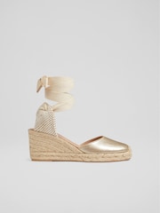 LK Bennett Yellow Maureen Metallic Leather Espadrilles Shoes - Image 1 of 4