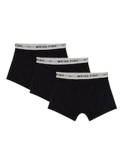 Weird Fish Black Ashridge Boxer Shorts 3 Pack - Image 1 of 4