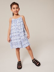 Blue/White Crinkle Texture Playsuit (3-16yrs) - Image 1 of 7