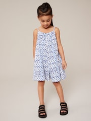 Blue/White Crinkle Texture Playsuit (3-16yrs) - Image 2 of 7