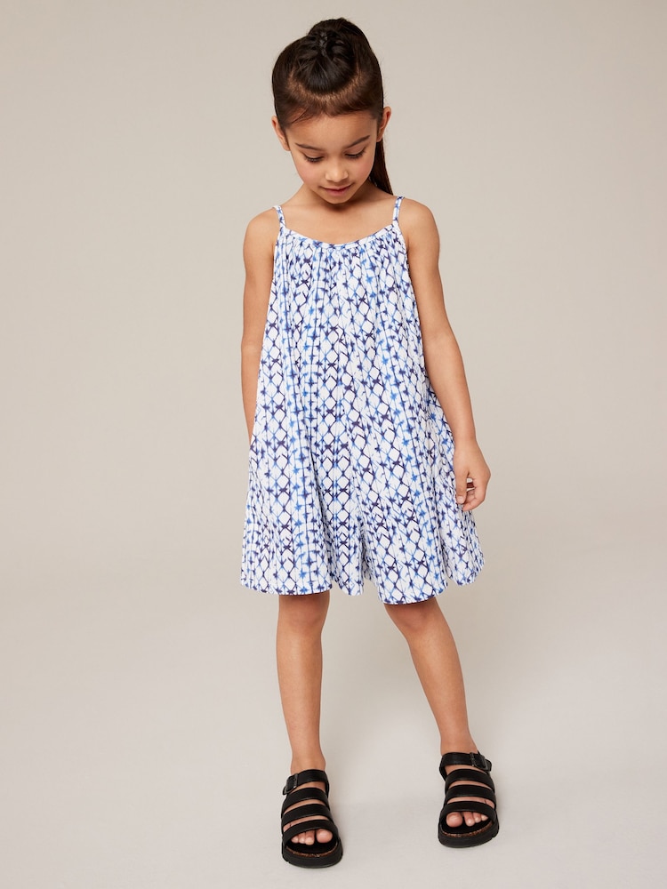 Blue/White Crinkle Texture Playsuit (3-16yrs) - Image 2 of 7