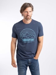Weird Fish Blue Off Grid Front Print Graphic T-Shirt - Image 1 of 6