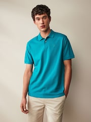 Turquoise Blue Regular Fit Short Sleeve Pique Polo Shirt - Image 1 of 7