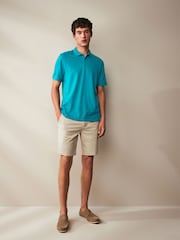 Turquoise Blue Regular Fit Short Sleeve Pique Polo Shirt - Image 2 of 7