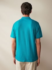 Turquoise Blue Regular Fit Short Sleeve Pique Polo Shirt - Image 3 of 7