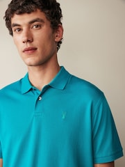 Turquoise Blue Regular Fit Short Sleeve Pique Polo Shirt - Image 4 of 7