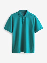 Turquoise Blue Regular Fit Short Sleeve Pique Polo Shirt - Image 5 of 7