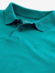 Turquoise Blue Regular Fit Short Sleeve Pique Polo Shirt - Image 6 of 7