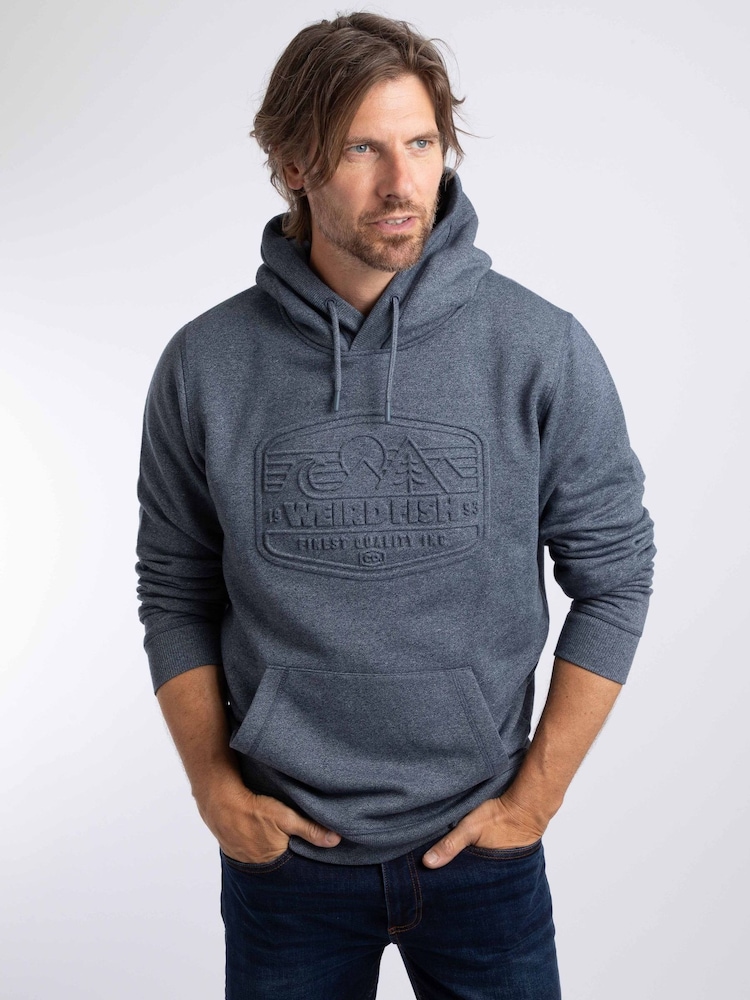 Weird Fish Blue Perranporth  Embossed Grindle Hoodie - Image 1 of 5