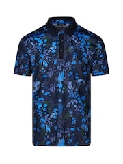 Ted Baker Sport Blue Barnnes Floral Golf Polo Shirt - Image 1 of 4