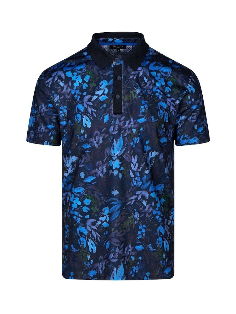 Ted Baker Sport Blue Barnnes Floral Golf Polo Shirt - Image 1 of 4 Ted Baker Sport Blue Barnnes Floral Golf Polo Shirt - Image 1 of 4