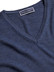 Charles Tyrwhitt Blue Pure Merino V-Neck Jumper - Image 3 of 4