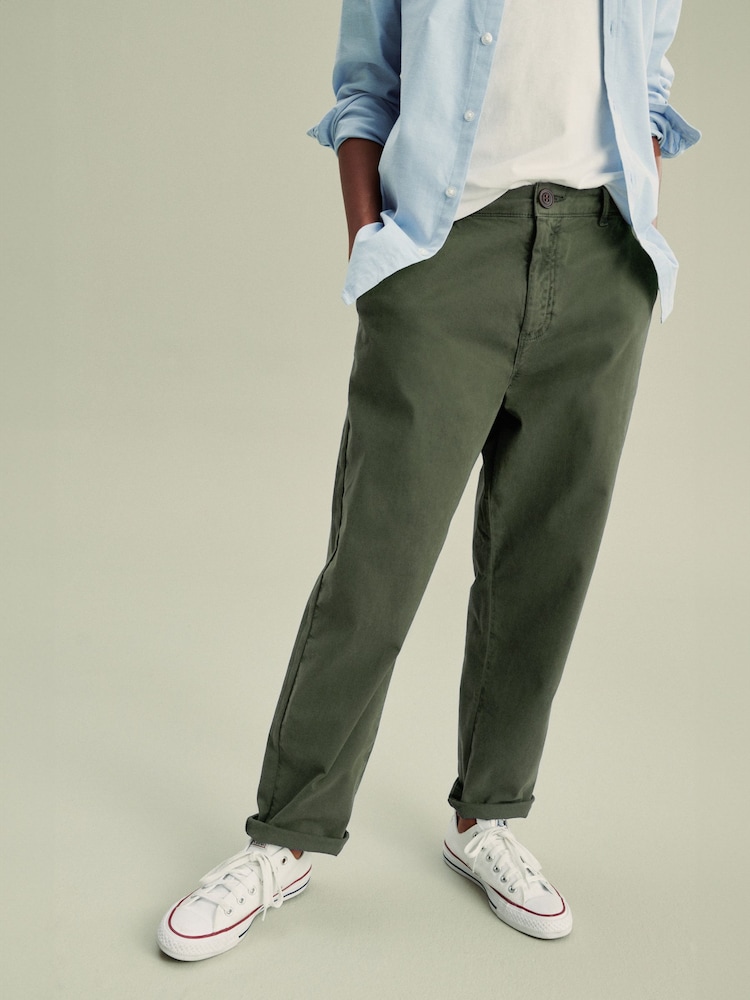 Khaki Green Loose Fit Chino Trousers (3-16yrs) - Image 1 of 7 Khaki Green Loose Fit Chino Trousers (3-16yrs) - Image 1 of 7