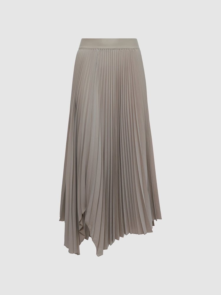 Reiss Champagne Jodie Pleated Asymmetric Midi Skirt - Image 8 of 8 Reiss Champagne Jodie Pleated Asymmetric Midi Skirt - Image 8 of 8