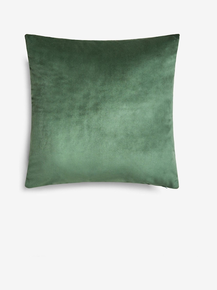 Dark Sage Green 59 x 59cm Matte Velvet Cushion - Image 5 of 5