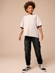 Black Cargo Jeans With Elasticated Waist (3-16yrs) - Image 2 of 8