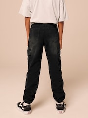 Black Cargo Jeans With Elasticated Waist (3-16yrs) - Image 3 of 8