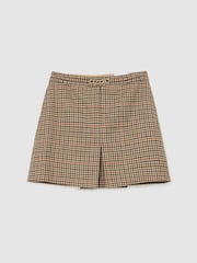 Reiss Neutral Check Willow Wool Check Hardware-Detail Mini Skirt - Image 2 of 6
