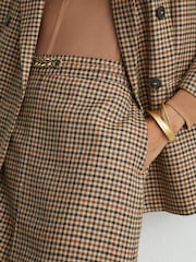 Reiss Neutral Check Willow Wool Check Hardware-Detail Mini Skirt - Image 4 of 6