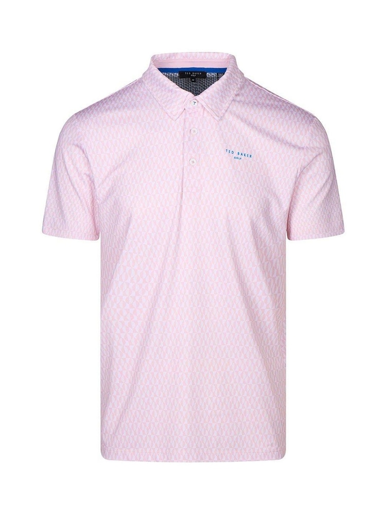 Ted Baker Sport Pink Armourr GEO Golf Polo Shirt - Image 1 of 4 Ted Baker Sport Pink Armourr GEO Golf Polo Shirt - Image 1 of 4