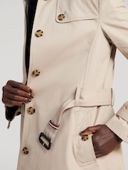 Tommy Hilfiger Camel Brown Heritage Single Breasted 100% Cotton Trench Coat - Image 4 of 9