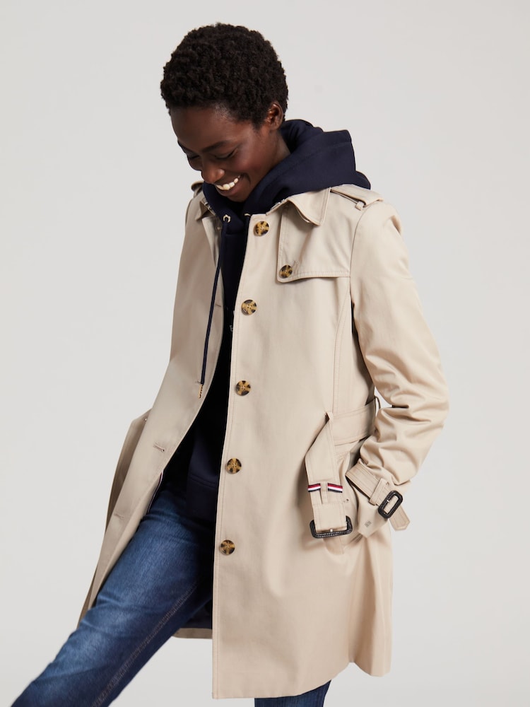 Tommy Hilfiger Camel Brown Heritage Single Breasted 100% Cotton Trench Coat - Image 6 of 9