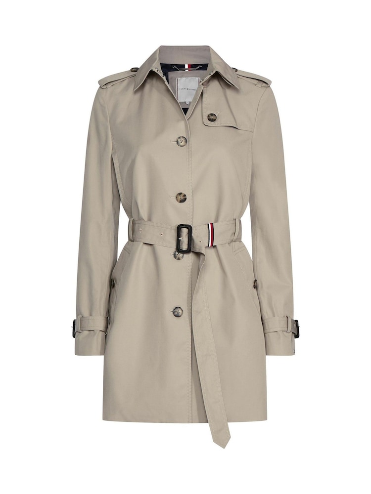 Tommy Hilfiger Camel Brown Heritage Single Breasted 100% Cotton Trench Coat - Image 7 of 9