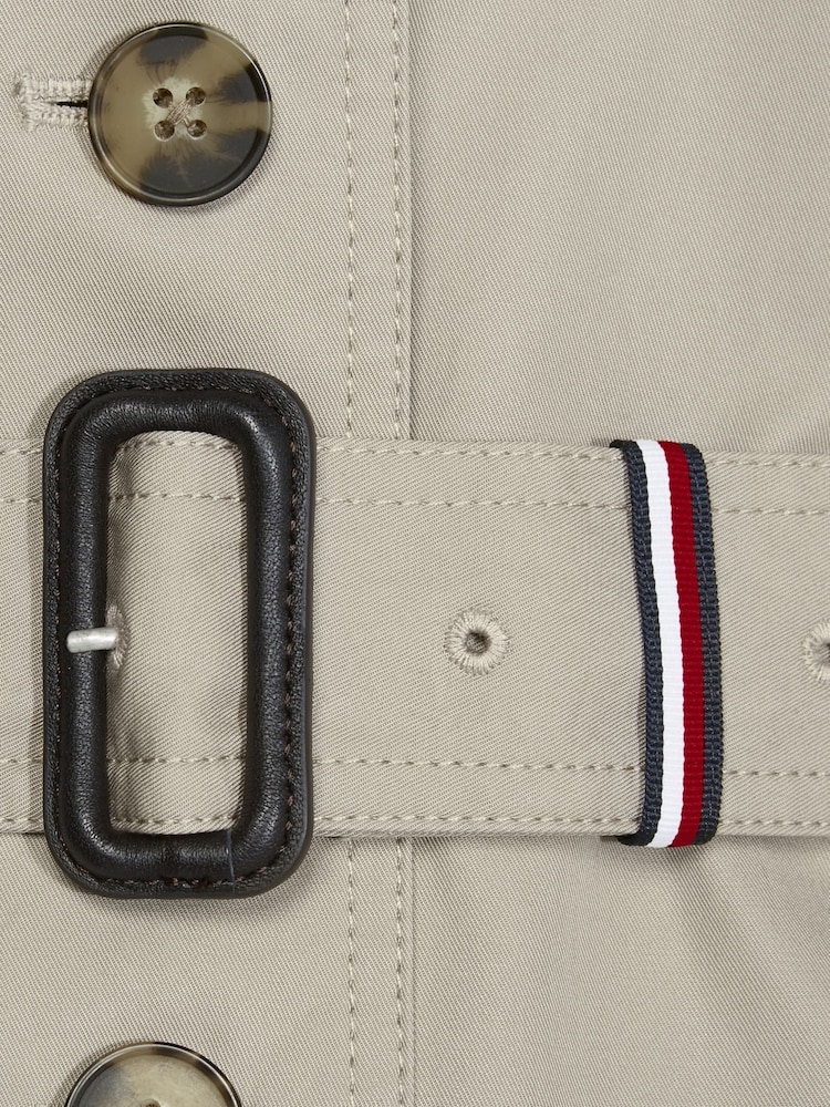 Tommy Hilfiger Camel Brown Heritage Single Breasted 100% Cotton Trench Coat - Image 9 of 9