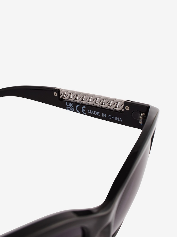 Black Chain Detail Cat Eye Sunglasses - Image 6 of 6