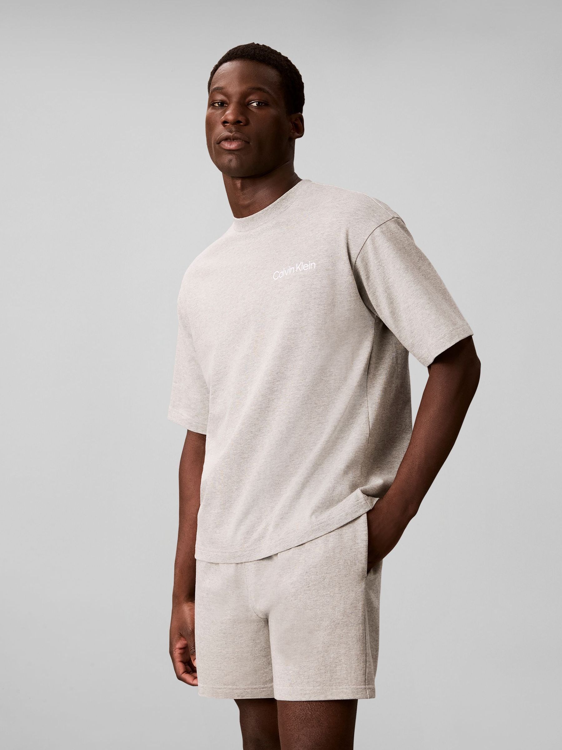 Calvin Klein Men's Grey Heather Logo Print Crew Neck Short Sleeve Jersey T-Shirt - L - Image 6