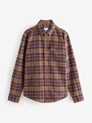 Tan Brown Check Long Sleeve 100% Cotton Oxford Shirt - Image 1 of 1
