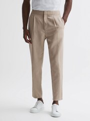 Reiss Stone Pact Slim Fit Cotton-Linen Trousers - Image 3 of 5