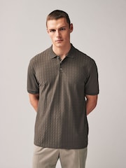 Brown Textured Polo Shirt - Image 1 of 8