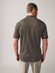 Brown Textured Polo Shirt - Image 3 of 8