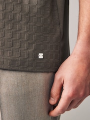 Brown Textured Polo Shirt - Image 5 of 8