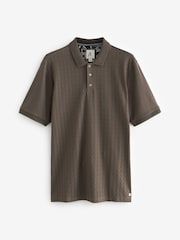 Brown Textured Polo Shirt - Image 6 of 8