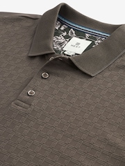 Brown Textured Polo Shirt - Image 7 of 8