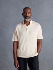 Ecru Signature 100% Linen Polo Shirt - Image 4 of 8