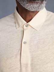 Ecru Signature 100% Linen Polo Shirt - Image 5 of 8