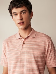 Pink Textured 100% Cotton Polo Shirt - Image 1 of 8